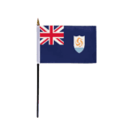 AGAS Small Anguilla Flag 4x6 inch mounted onto 11 inch Plastic Pole