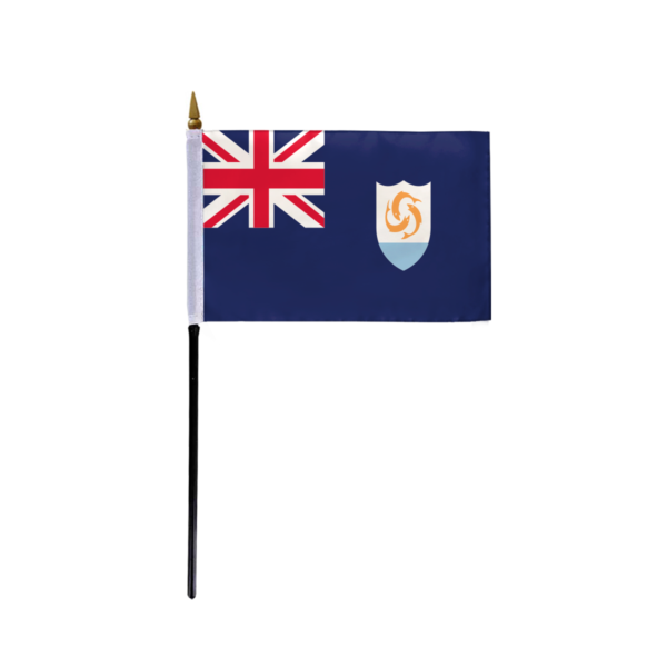 AGAS Small Anguilla Flag 4x6 inch mounted onto 11 inch Plastic Pole