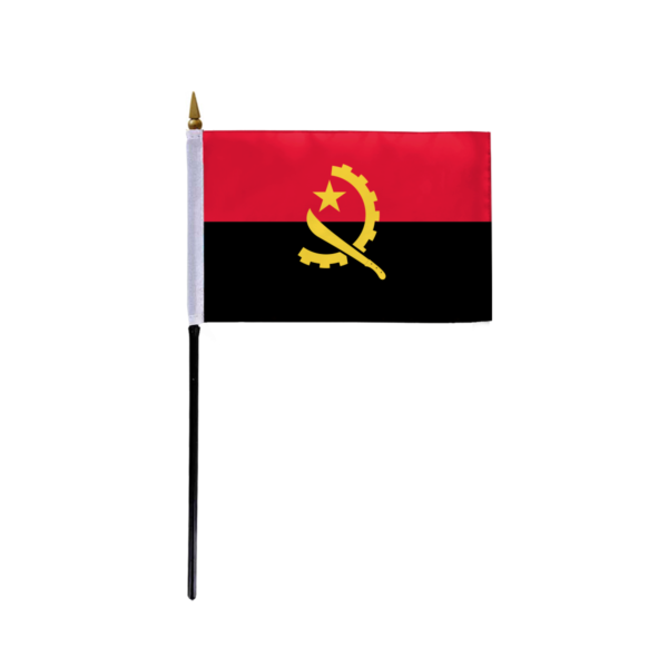 AGAS Small Angola Flag 4x6 inch mounted onto 11 inch Plastic