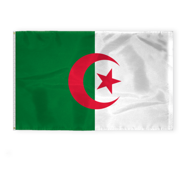 AGAS Algeria Flag - 5x8 ft - Printed Single Sided on 200D Nylon