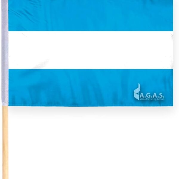 AGAS Argentina Stick Flag 12x18 inch mounted onto 24 inch Wood Pole