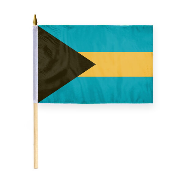 AGAS Bahamas Stick Flag 12x18 inch mounted onto 24 inch Wood Pole