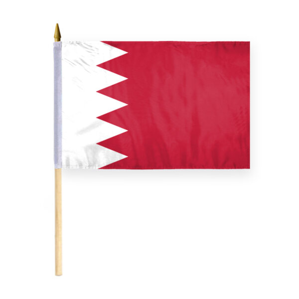 AGAS Bahrain Stick Flag 12x18 inch mounted onto 24 inch Wood Pole