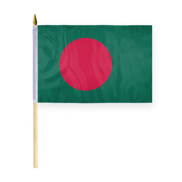 AGAS Bangladesh Stick Flag 12x18 inch mounted onto 24 inch Wood Pole