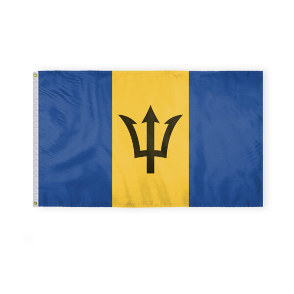 AGAS Barbados 3x5 ft Polyester Fabric Double Stitched Polyester Fabric Header Metal Grommets Fade Resistant & Vivid Colors Indoor Barbados Flag