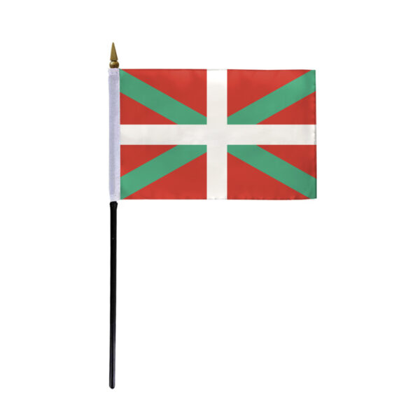 AGAS Basque Lands Flag 4x6 inch - 11" Plastic Pole 100% Polyester