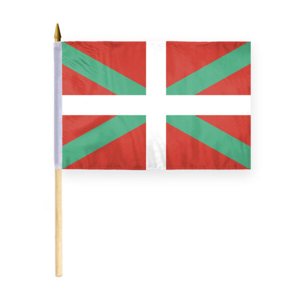 AGAS Basque Lands Flag 12x18 inch - 24" Wood Pole 100% Polyester