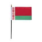 AGAS Belarus Flag 4x6 inch - 11" Plastic Pole 100% Polyester