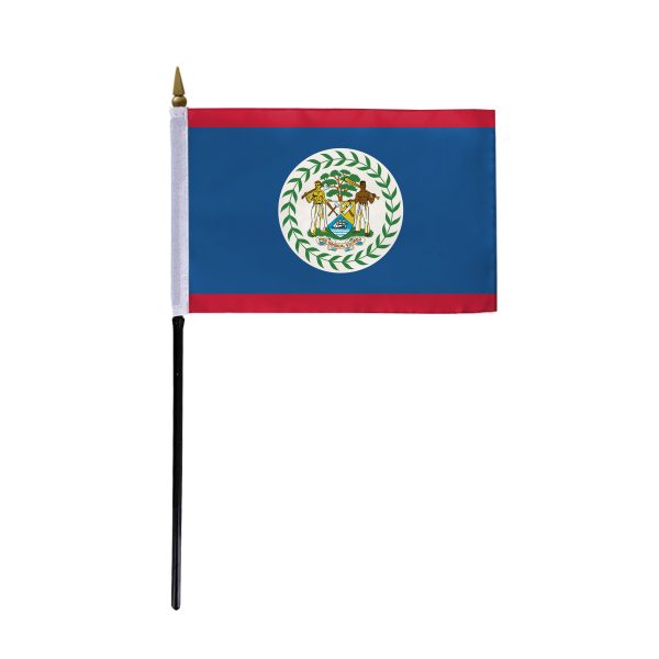 AGAS Belize Stick Flag 4x6 inch mounted onto 11 inch Plastic Pole