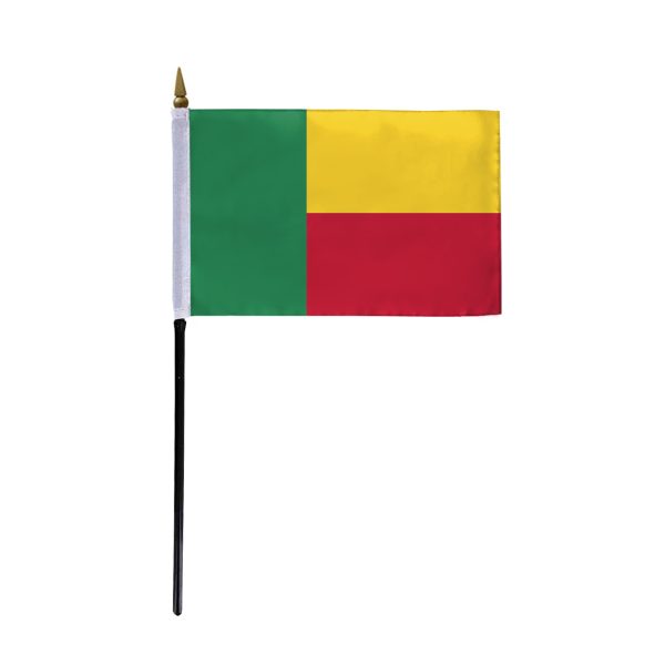 AGAS Benin Flag 4x6 inch - 11" Plastic Pole