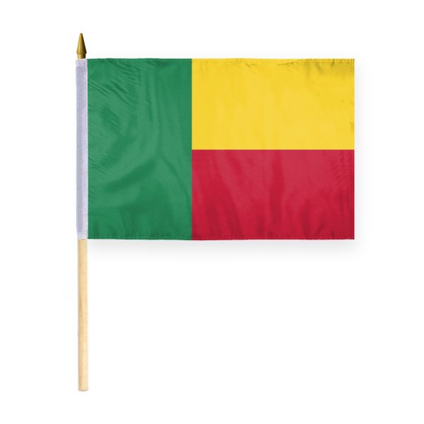 AGAS Benin Flag 12x18 inch - 24" Wood Pole 100% Polyester