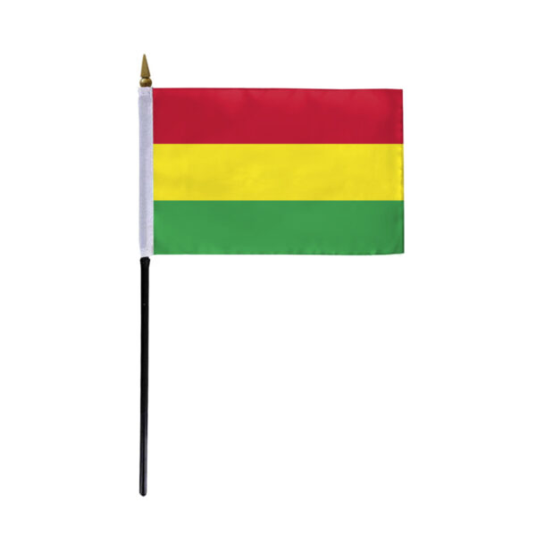 AGAS Bolivia No Seal Flag 4x6 inch - 11" Plastic Pole 100% Polyester