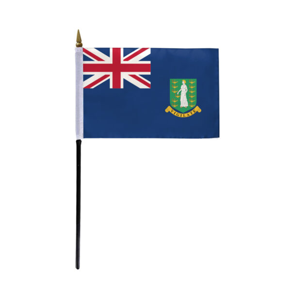 AGAS Small British Virgin Islands 4x6 inch Flag mounted onto 11 inch Plastic Pole