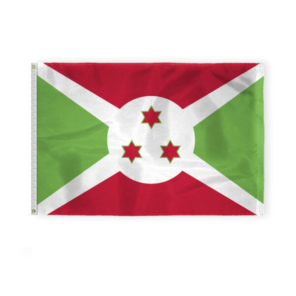 AGAS Burundi National Flag 4x6 ft 200D Nylon Fabric Double Stitched Canvas Header Brass Grommets Fade Resistant & Vivid Colors Can be Hung on Flagpole Outside or Indoors on a Wall