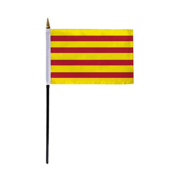 AGAS Catalonia Flag 4x6 inch - 11" Plastic Pole 100% Polyester