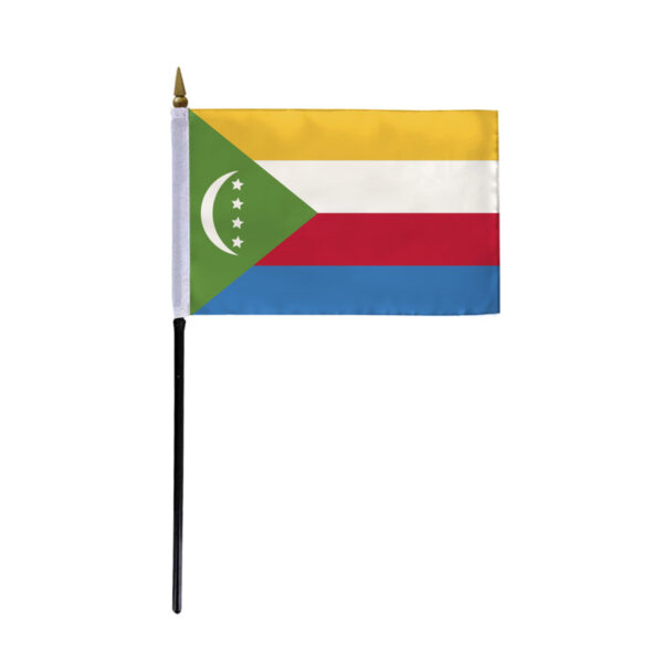 AGAS Comoros Flag 4x6 inch - 11" Plastic Pole