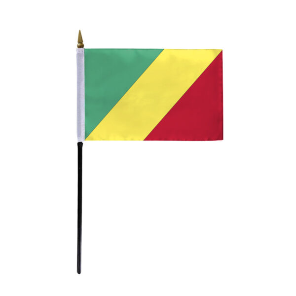 AGAS Republic of Congo Flag 4x6 inch - 11" Plastic Pole 100%