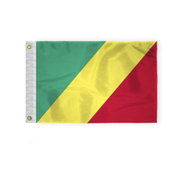 AGAS Republic of Congo Nautical Flag 12x18 inch Mini Congolese National Flag Outdoor 200D Nylon Double Stitched Hem Never Rust Brass Grommets Canvas Header Congolese National Boat Flag