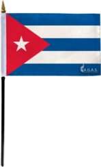 AGAS Cuba Stick Flag 4x6 inch mounted onto 11 inch Plastic Pole