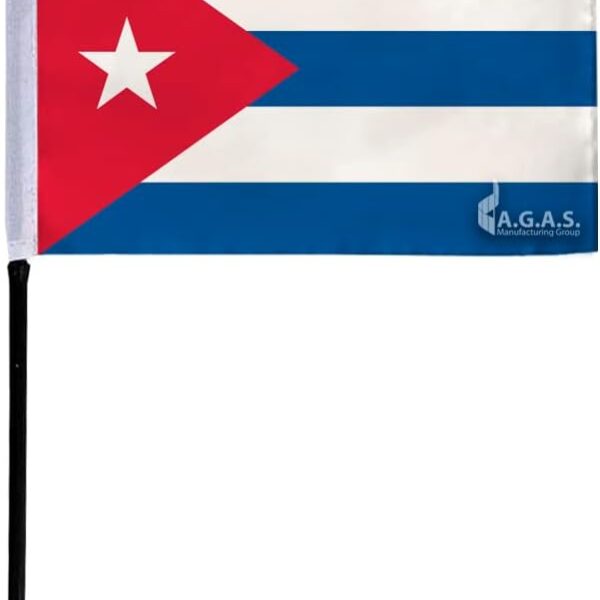 AGAS Cuba Stick Flag 4x6 inch mounted onto 11 inch Plastic Pole
