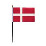 AGAS Denmark Stick Flag 4x6 inch mounted onto 11 inch Plastic Pole