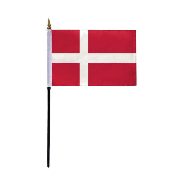 AGAS Denmark Stick Flag 4x6 inch mounted onto 11 inch Plastic Pole