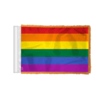 AGAS Rainbow Car Antenna Flag with Gold Fringe 4x6 inch