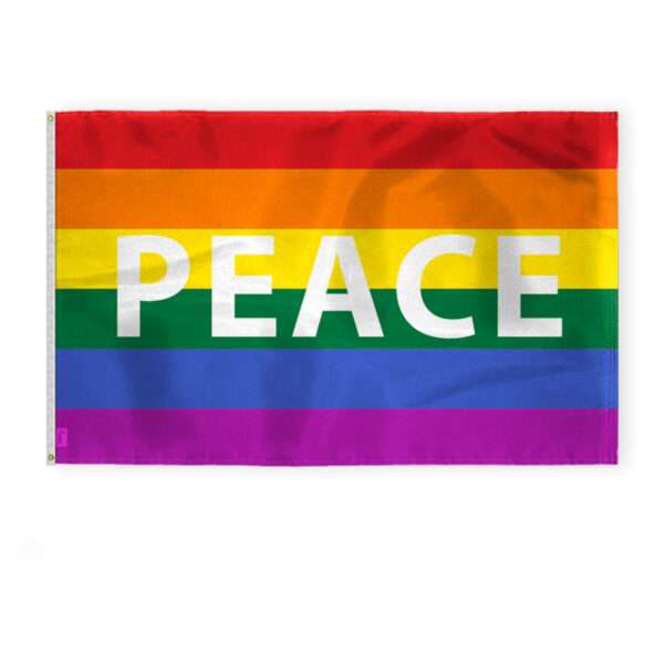 AGAS Peace Rainbow Pride Flag 5x8 Ft - Printed 200D Nylon