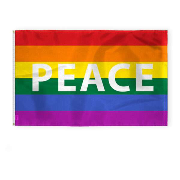 AGAS Large Peace Rainbow Pride Flag 6x10 Ft - Printed 200D Nylon