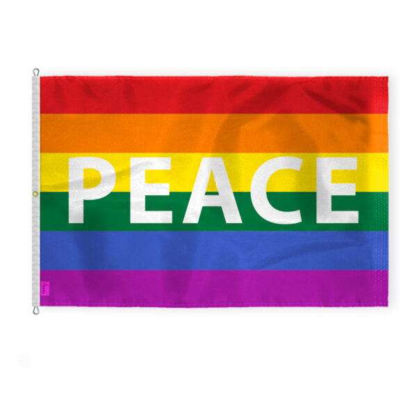 AGAS Large Rainbow Peace Pride Flag 8x12 Ft - Printed 200D Nylon