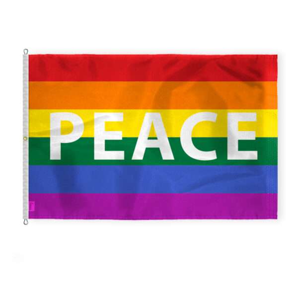 AGAS Large Rainbow Peace Pride Flag 10x15 Ft - Printed 200D Nylon