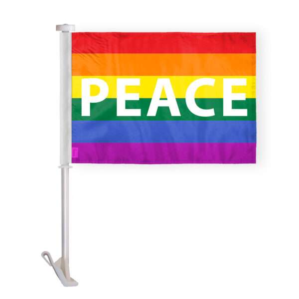 AGAS Rainbow Peace Car Window Flag 10.5x15 inch