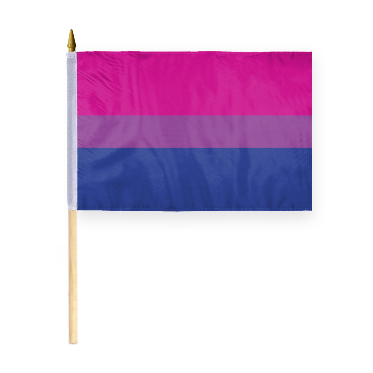 AGAS Bi Pride Stick Flag 12x18 inch Flag on a 24 inch Wooden Flag Stick