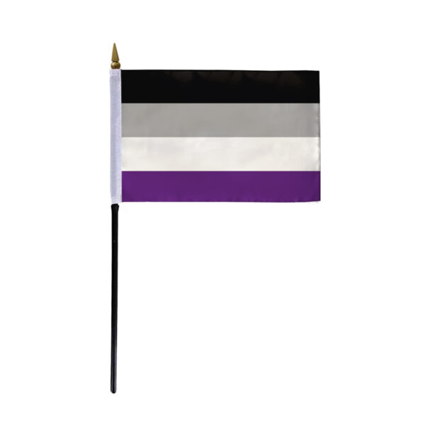 AGAS Small Asexual Pride Flag 4x6 inch Flag on a 11 inch Plastic Stick