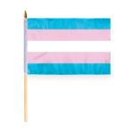 AGAS Mini Transgender Stick Flag 12x18 inch Flag on a 24 inch Wooden Flag Stick