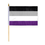 AGAS Asexual Pride Stick Flag 12x18 inch Flag on a 24 inch Wooden Flag Stick