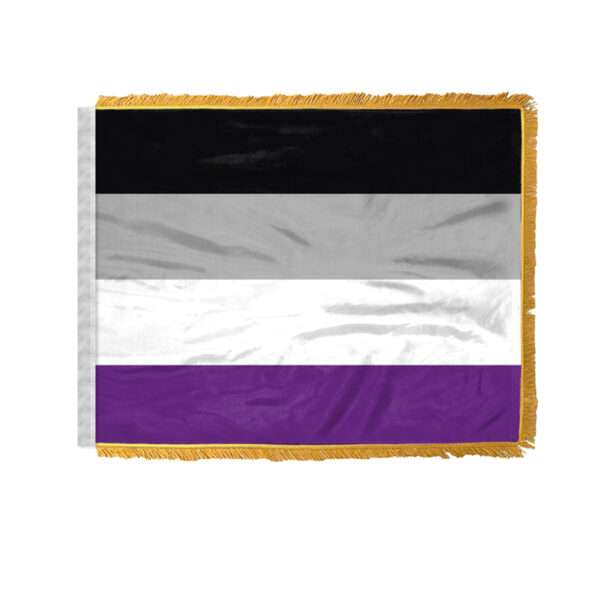 AGAS Asexual Pride Antenna Aerial Flag For Cars with Gold Fringe 4x6 inch