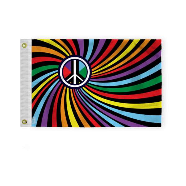 AGAS Peace Swirl Rainbow Boat Nautical Flag 12x18 Inch
