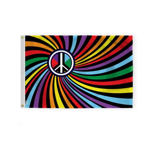 AGAS Peace Swirl Rainbow Flag 2x3 Ft - Printed 200D Nylon