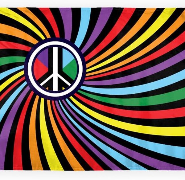 AGAS Peace Swirl Rainbow Motorcycle Flag 6x9 inch