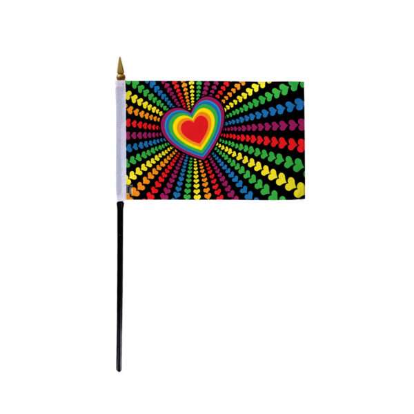 AGAS Small Rainbow Love Hearts Flag 4x6 inch Flag