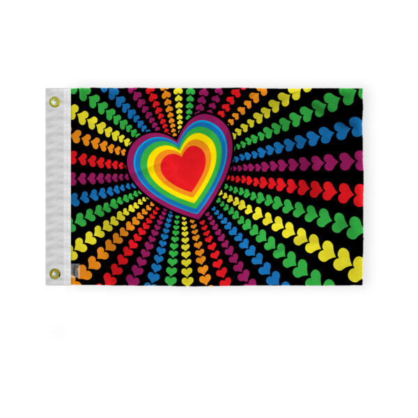 AGAS Rainbow Love Hearts Boat Nautical Flag 12x18 Inch