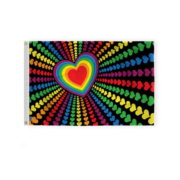 AGAS Rainbow Love Hearts Flag 2x3 Ft - Printed 200D Nylon