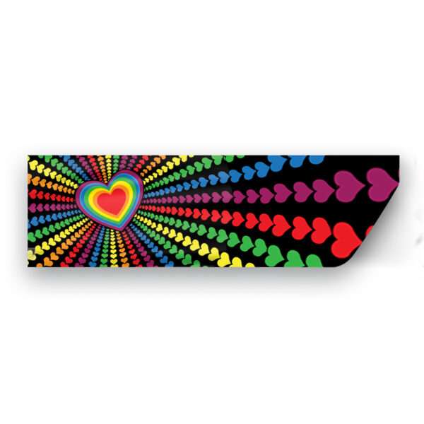AGAS Rainbow Love Hearts Flag 3x10 inch Static Window Cling