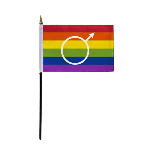AGAS Small Gay Male Pride Flag 4x6 inch Flag on a 11 inch Plastic Stick