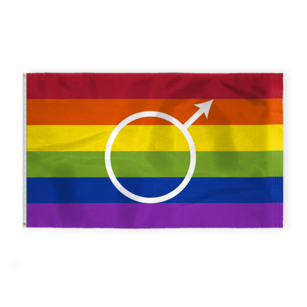 AGAS Large Gay Male Pride Flag 6x10 Ft - Double Sided Printed 200D Nylon