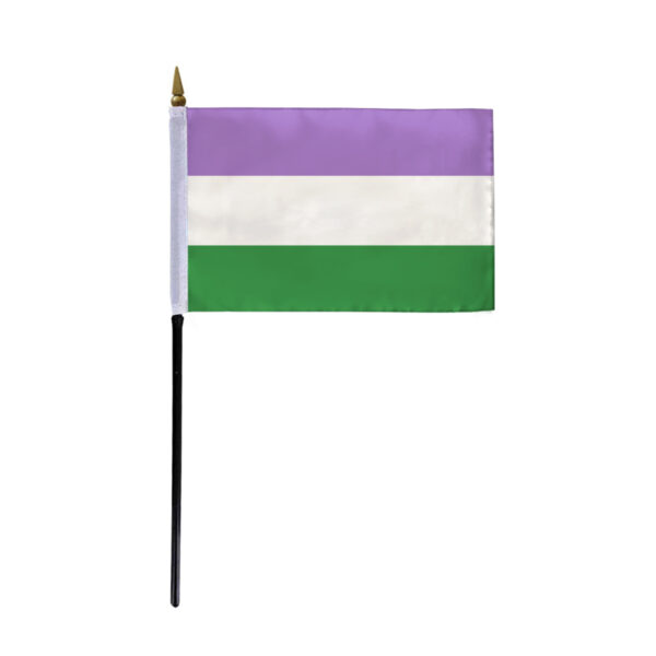 AGAS Small Genderqueer Pride Flag 4x6 inch Flag on a 11 inch Plastic Stick