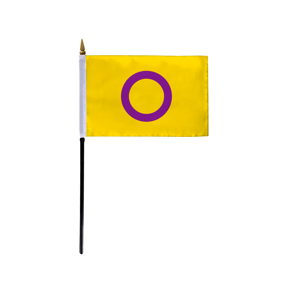 AGAS Small Intersex Flag 4x6 inch Flag on a 11 inch Plastic Stick