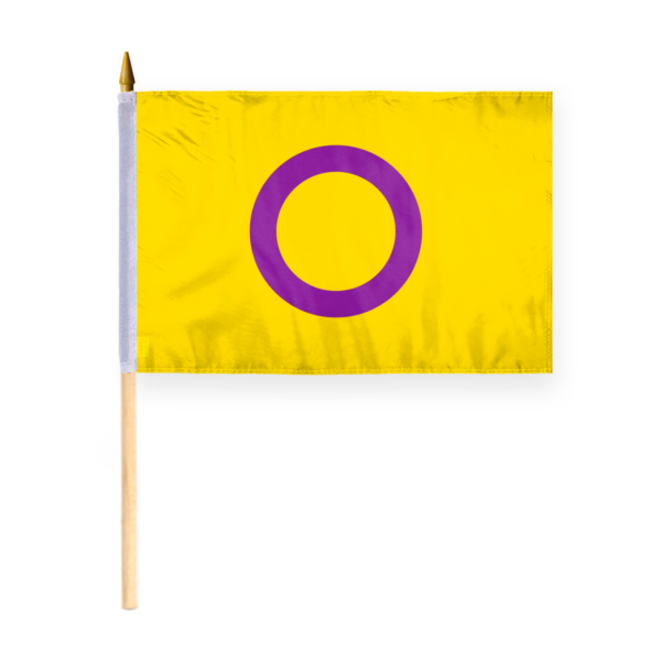 AGAS Intersex Stick Flag 12x18 inch Flag on a 24 inch Wooden Flag Stick