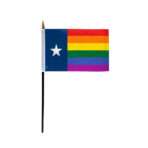 AGAS Small Texas Rainbow Flag 4x6 inch Flag on a 11 inch Plastic Stick
